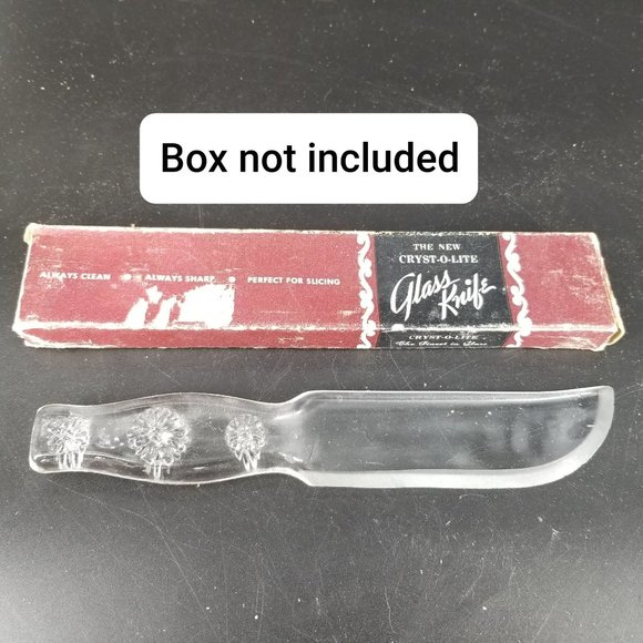 Cryst-O-Lite Depression Glass Knife Clear Fruit Cake Floral Handle 8.5" - Picture 4 of 4